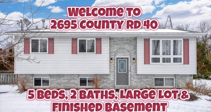 2695 County Rd 40 5 Bed, 2 Bath Detached Bungalow in Wooler Quinte West
