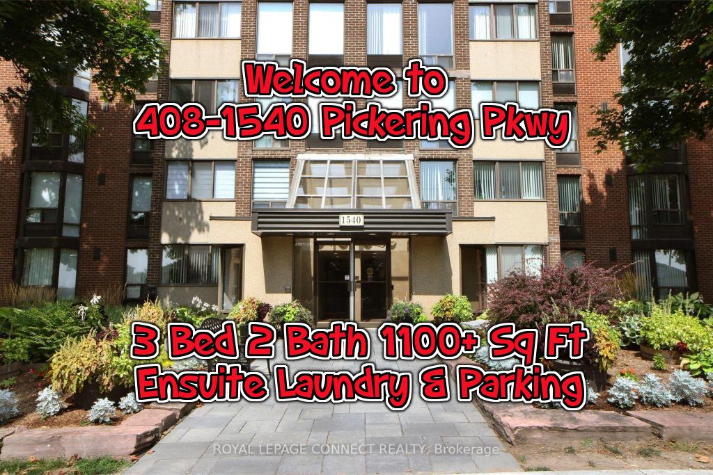 Spacious 3+1 Bed, 2 Bath Pickering Condo Over 1100 Sq Ft With Balcony and Parking