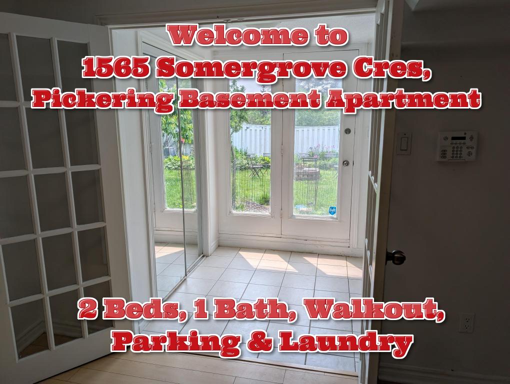 Spacious 2 Bedroom, 1 Bath, Walk-out Basement Apartment For Lease in Pickering