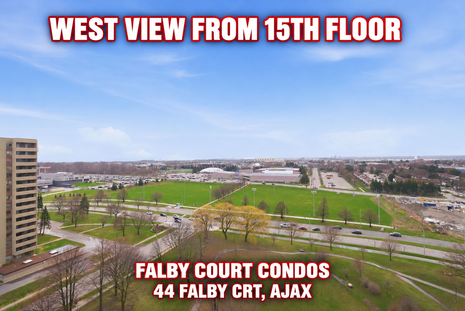 West View from the 15th Floor in Falby Court Condos – 44 Falby Crt, Ajax